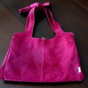 Suede bright pink handbag